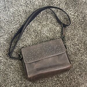 Gun Tote’n Mamas Brown Studded Crossbody Bag